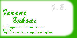 ferenc baksai business card